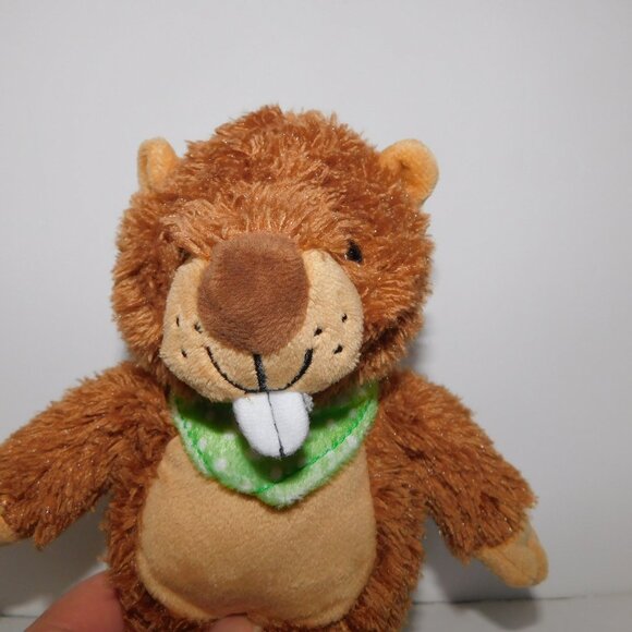 Kinder Surprise Basket Plush 9" Brown Beaver Green Bandana stuffed Toy - Picture 4 of 6